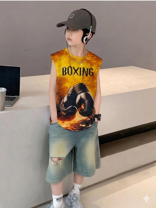 Bolalar uchun bambuk yozgi yengsiz mayka, tank-top - 