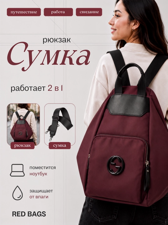 Женский рюкзак в стиле GUCCI, подходит для повседневного использования и путешествий - 