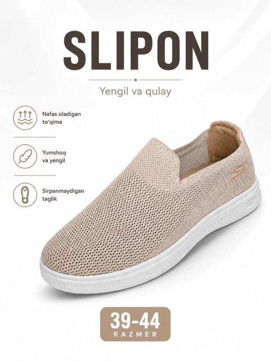 Erkaklar sliponi, yengil, nafas oluvchi, qulay, kundalik, zamonaviy - 