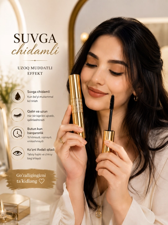 Kiprik uchun tush, uzaytiruvchi va suvga chidamli, Mascara