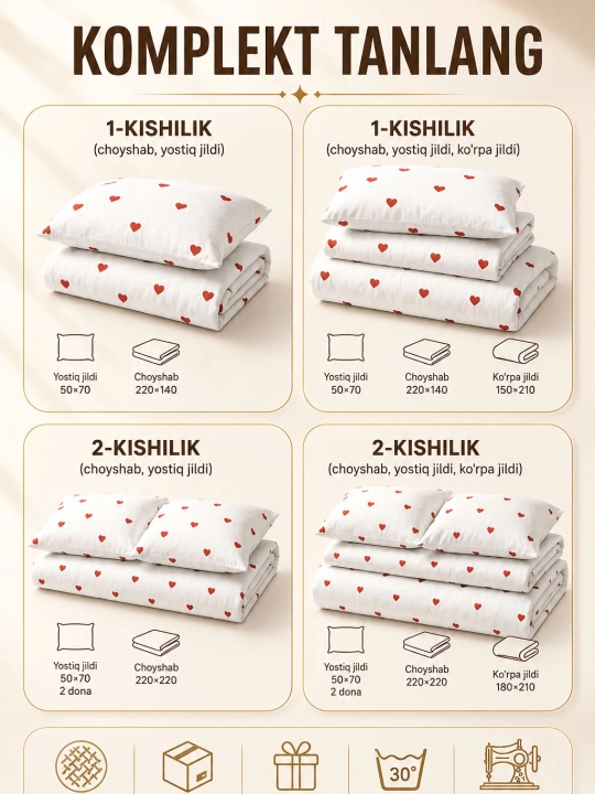 Bir va ikki kishilik choyshablar