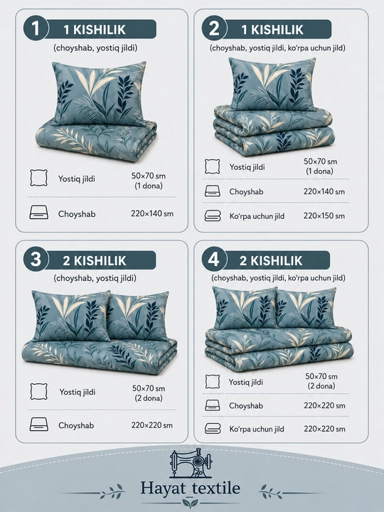 Bir va ikki kishilik choyshablar