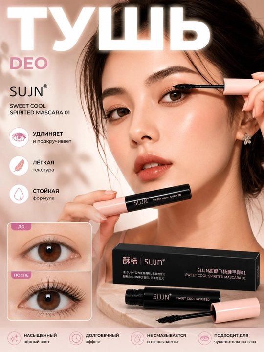 SUJN Sweet Cool Spirited Mascara 01 – Водостойкая тушь для ресниц с эффектом и объема