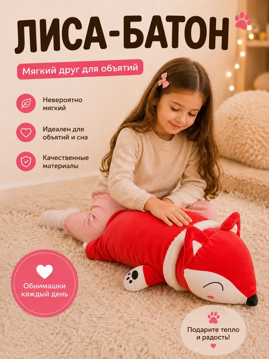 Мягкая игрушка-подушка кот-батон, собака хаски, панда, коала, гусеница, лиса - 