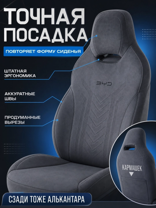BYD Chazor, Song Plus (Champion), Yuan Up uchun mashina o‘rindiq chexollari, alkantara+zamj