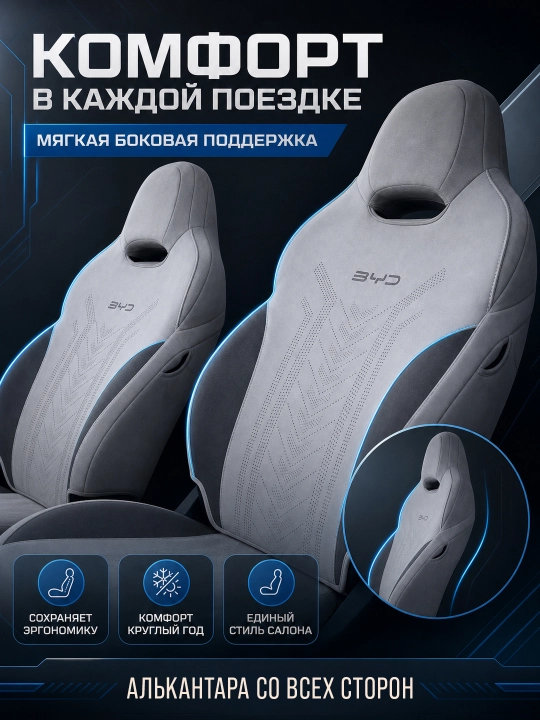 BYD Chazor, Song Plus (Champion), Yuan Up uchun mashina o‘rindiq chexollari, alkantara+zamj