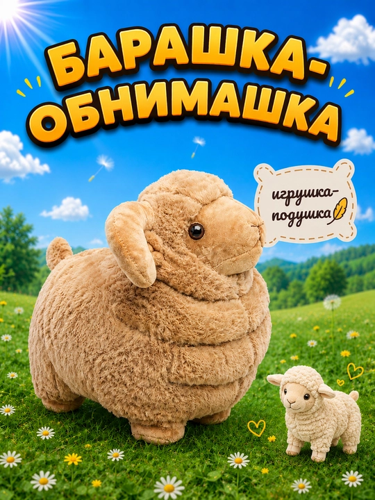Гусь-обнимусь, фламинго, барашек, овечка, мягкая игрушка-подушка, игрушка батон, анти-стресс - 