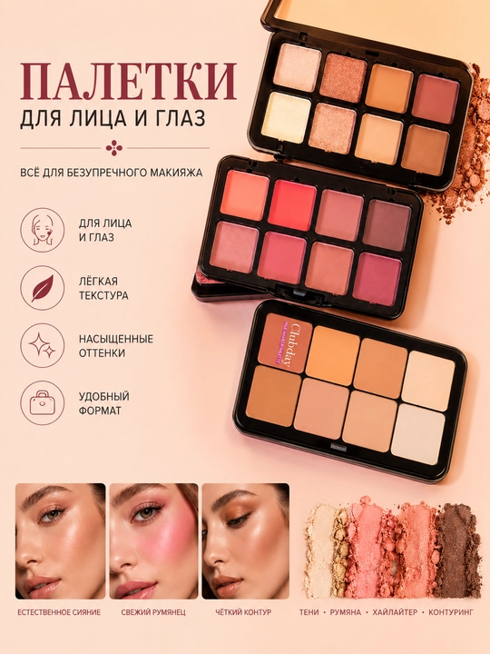 Палитра теней для век, 16 цветов