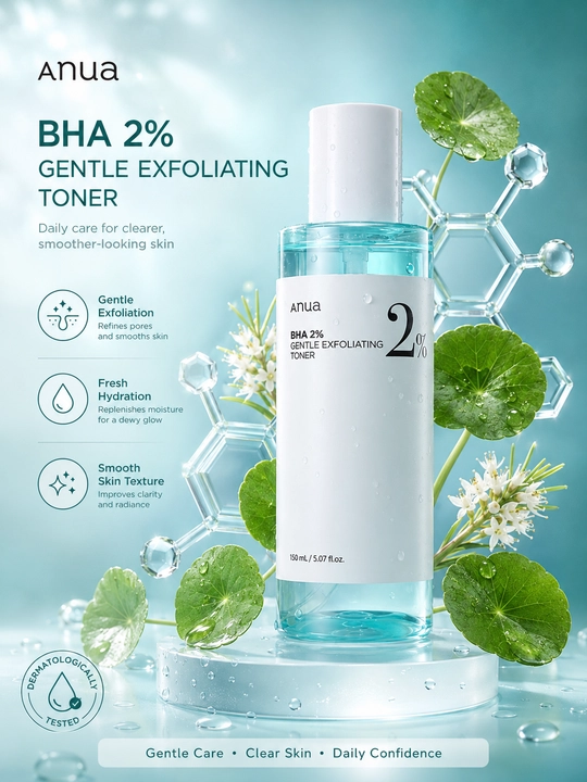 Очищающий тоник для лица Anua BHA 2% мягкий отшелушивающий тоник, корейская косметика - 