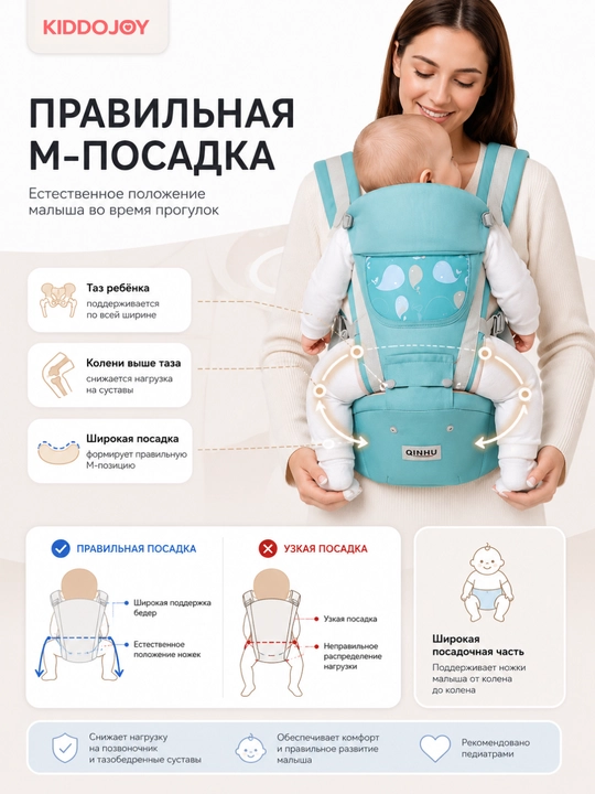 Ergo ryukzak kenguru, xipsit, chaqaloq va bolalar uchun tashuvchi sumka 0–3 yosh