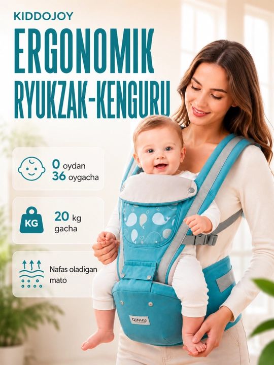 Ergo ryukzak kenguru, xipsit, chaqaloq va bolalar uchun tashuvchi sumka 0–3 yosh
