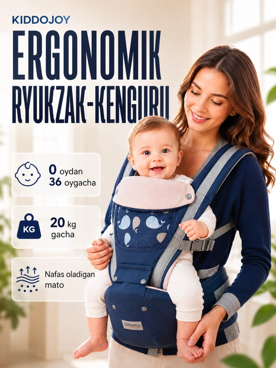 Эргорюкзак кенгуру детский, хипсит, слинг, переноска для новорожденных и малышей до 3 лет