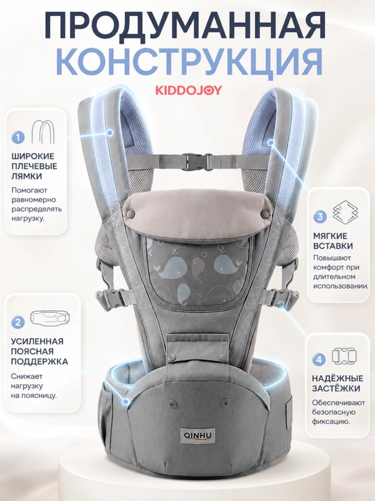 Эргорюкзак кенгуру детский, хипсит, слинг, переноска для новорожденных и малышей до 3 лет
