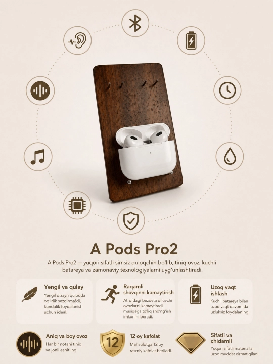 Simsiz quloqchinlar Pods 3, sensorli va blutuz naushniklar, iPhone va Android uchun