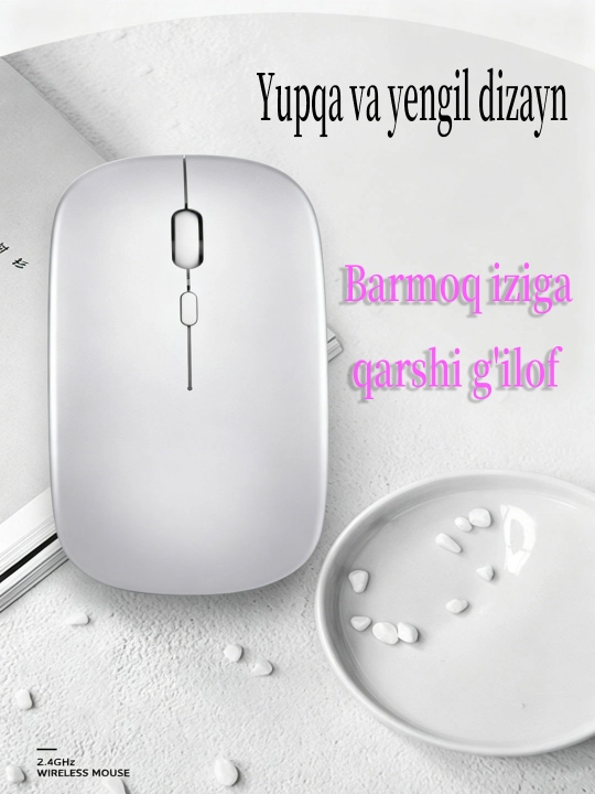Simsiz sichqoncha 2.4G Bluetooth, magnit, 3 DPI, zaryadli, ikki rejim
