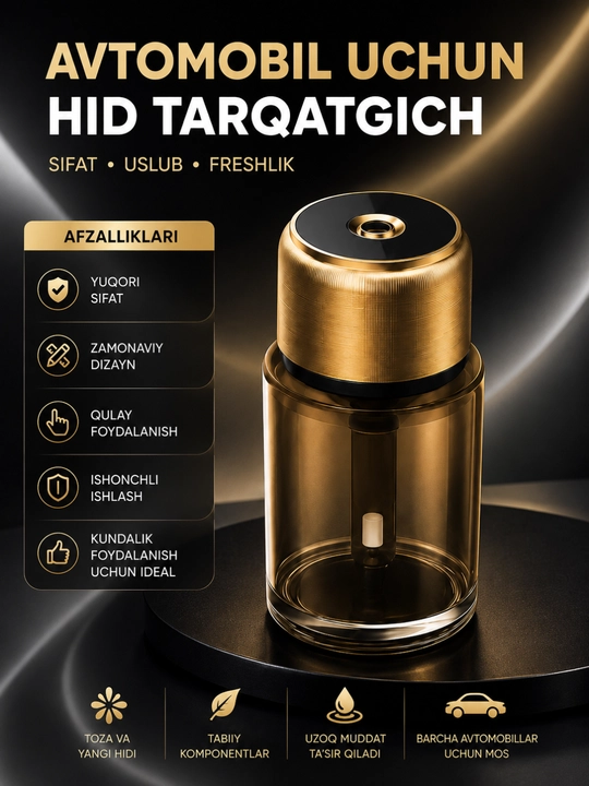 Avtomobil uchun Aroma Hid Tarqatgich, Premium Havo Yangilagich, Parfyum Diffuzori - 