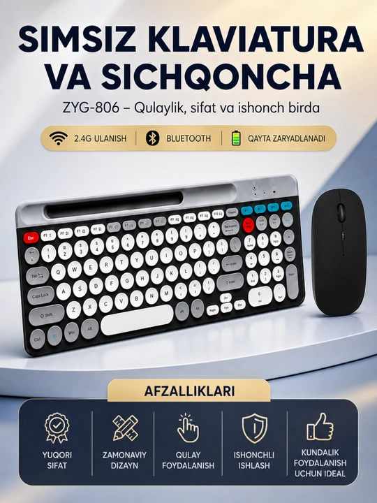 ZYG-806 Беспроводной Комплект Клавиатуры и Мыши 2.4G USB Wireless Keyboard Set - 