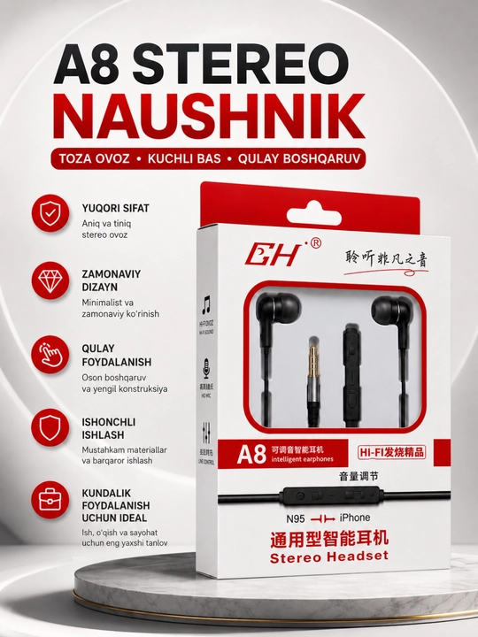 A8 Stereo Проводные Наушники с Микрофоном 3.5 мм для Android, iPhone и Планшетов - 