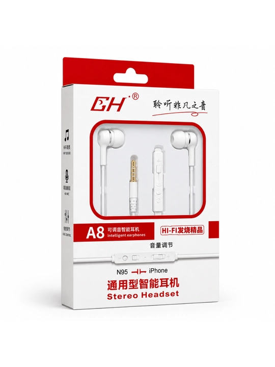 A8 Stereo Simli Naushnik Mikrofonli 3.5 mm Quloqchin Android va iPhone Qurilmalari uchun
