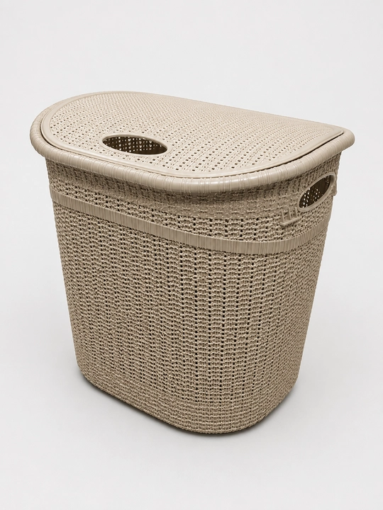 Корзина для белья 36L с крышкой. Пластиковая корзина ротанг для хранения вещей