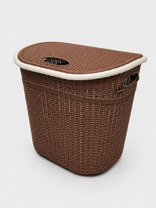 Корзина для белья 36L с крышкой. Пластиковая корзина ротанг для хранения вещей