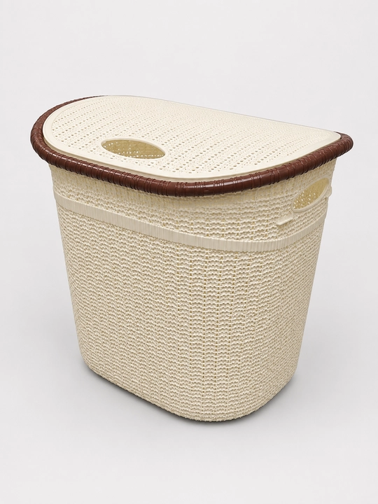 Корзина для белья 36L с крышкой. Пластиковая корзина ротанг для хранения вещей