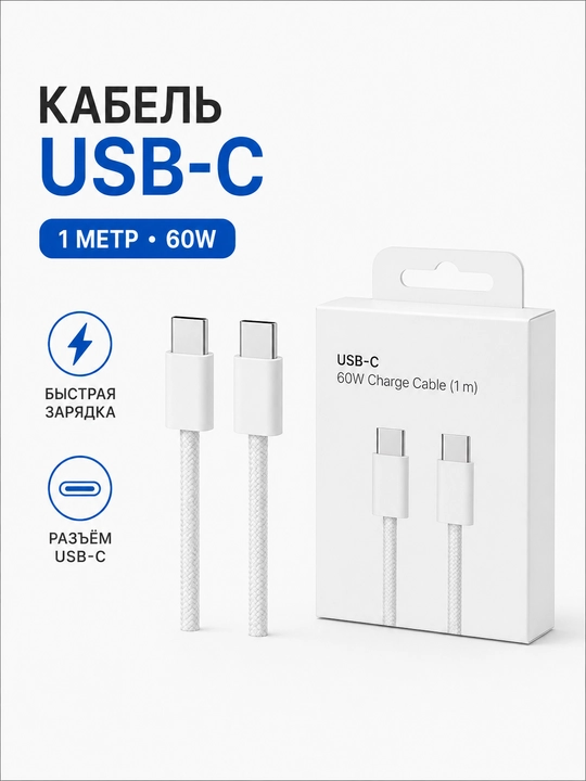 Зарядное устройство для iPhone, зарядка 20 Вт, с кабелем Type-C — Lightning