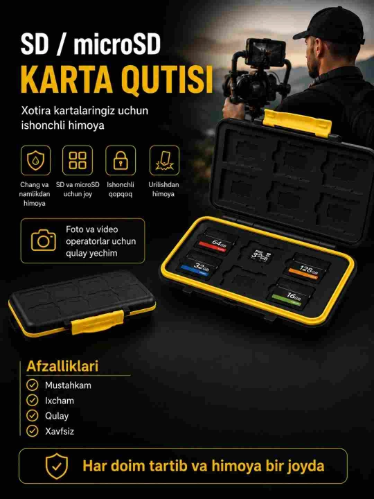 SD va micro SD karta qutisi, xotira kartalari uchun keys