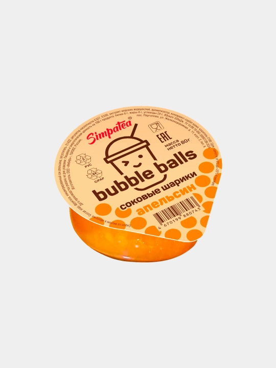 Simpatea Сироп со вкусом апельсина в оболочке «Bubble balls», 80 г - 