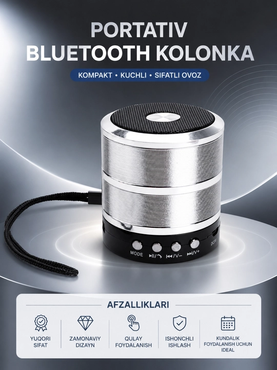 Портативная Bluetooth колонка WS-887 с FM, USB, TF, AUX беспроводной динамик - 