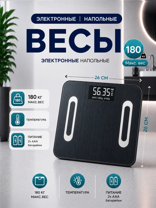 Elektron pol tarozisi 180 kg — tana vaznini aniq o‘lchash uchun zamonaviy va ixcham tarozi - 