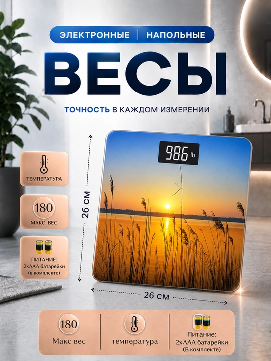 Электронные весы на 180 кг  современные и компактные весы для точного измерения веса тела - 