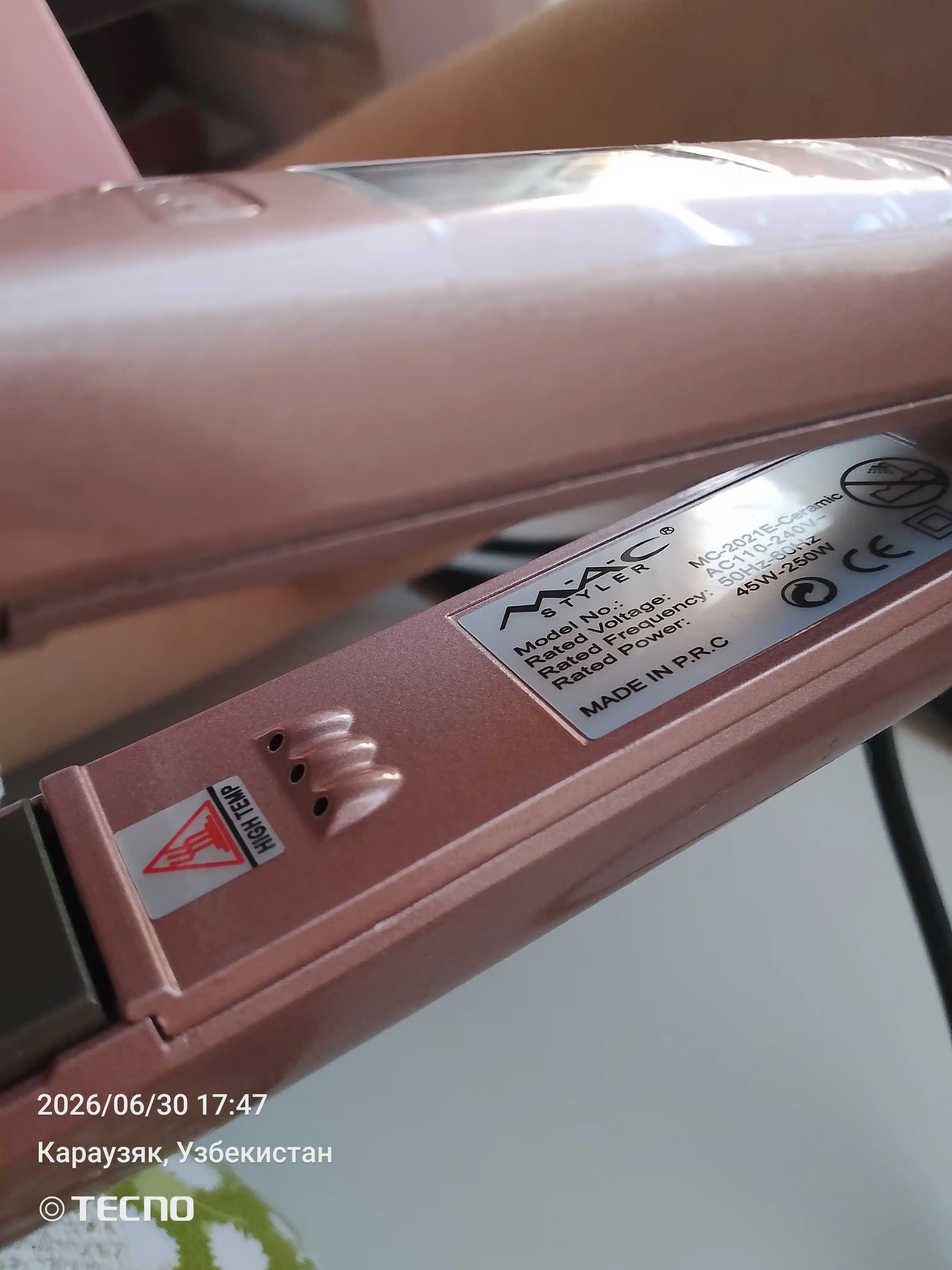 MAC Styler Keramika soch dazmoli, professional to‘g‘rilagich, LCD displey, 480°F