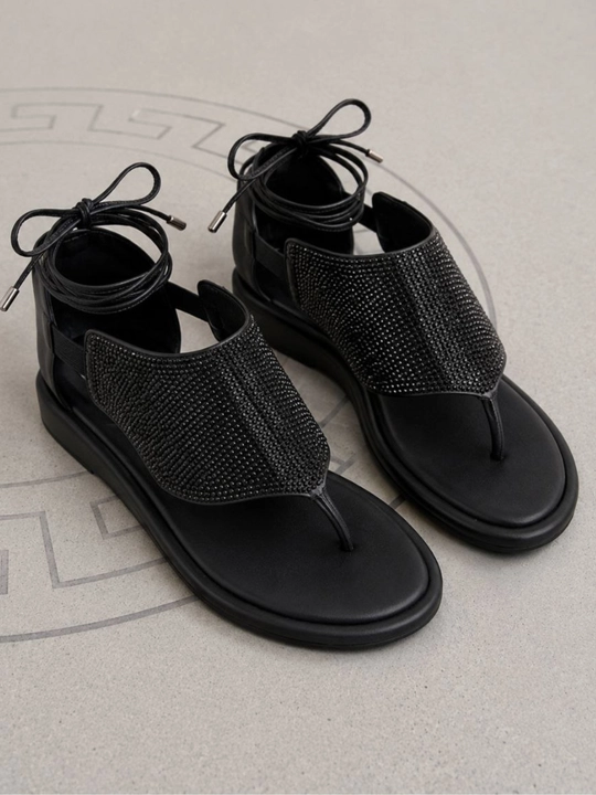 Ayollar uchun bog'ichli bosonojka, slansilar, yozgi sandal, ochiq poyabzal, 36-40 razmer