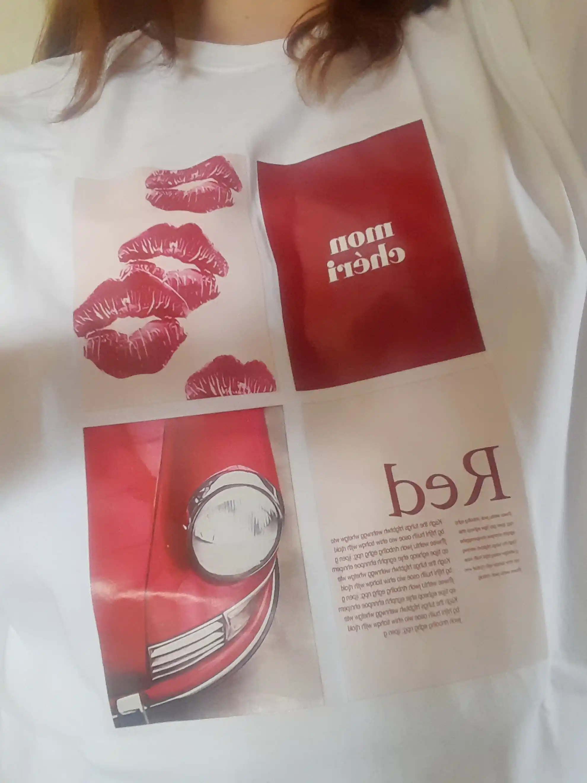 Футболка женская с принтом "Mon Chéri Red", 100% из Хлопка