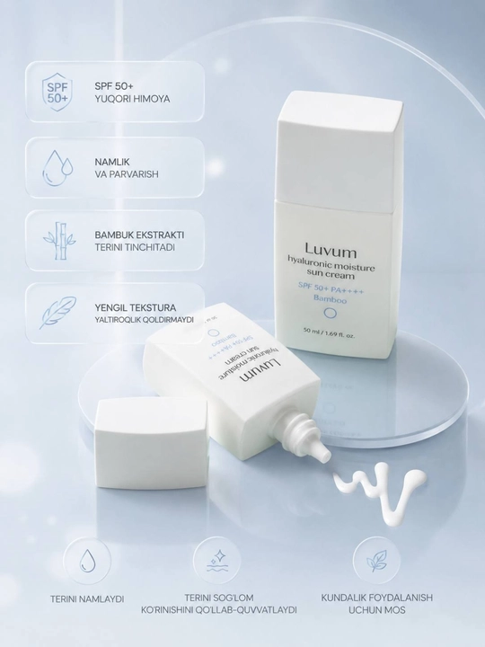 LUVUM Hyaluronic Moisture Sun Cream SPF50+ PA++++, 50 ml, Korea - 