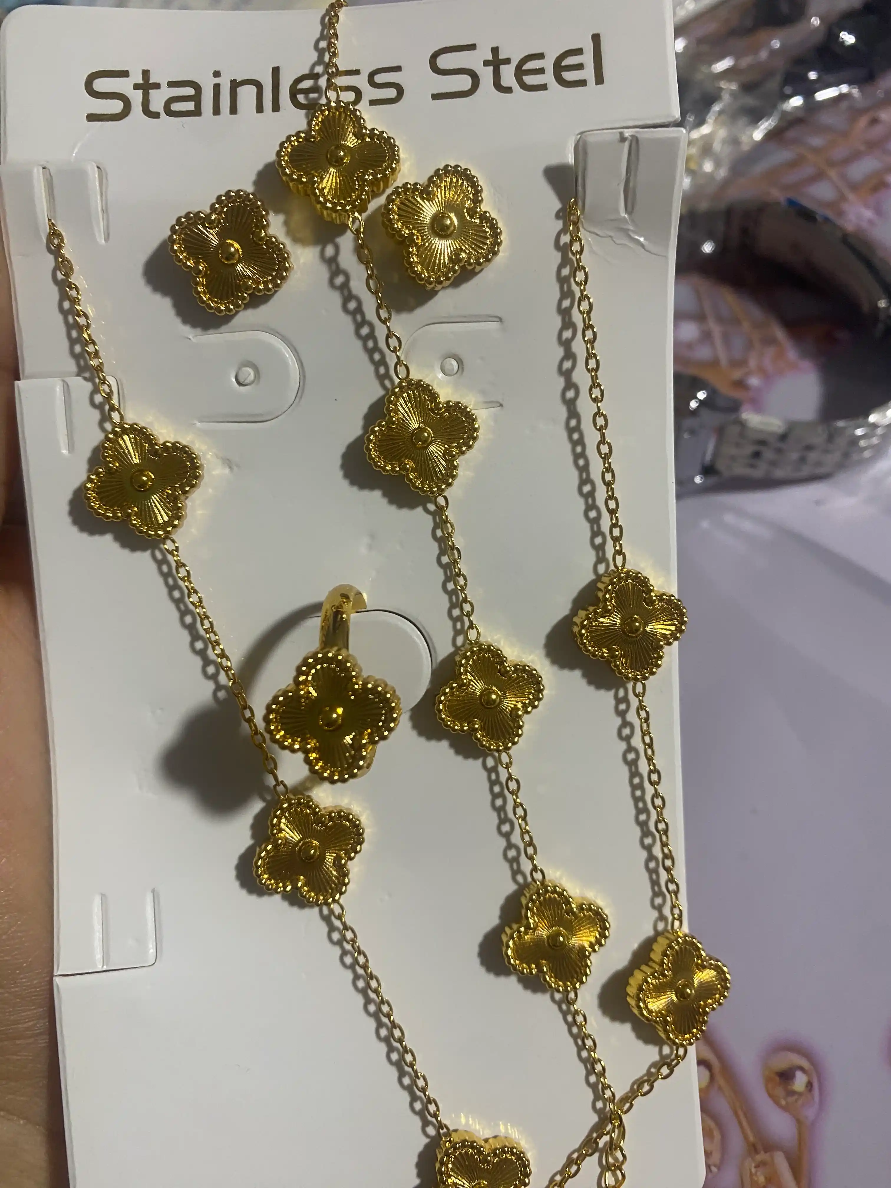 Комплект из серег, браслета и цепочки, украшения для женщин