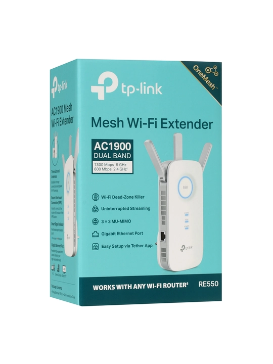 RE550 signal kuchaytirgichi, Wi-Fi 5 TP-Link AC1900, Ikki diapazonli, Mesh repiter