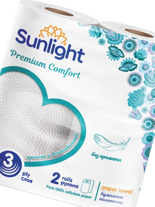 SUNLIGHT Бумажные полотенца двухслойные без запаха, 2 рулона