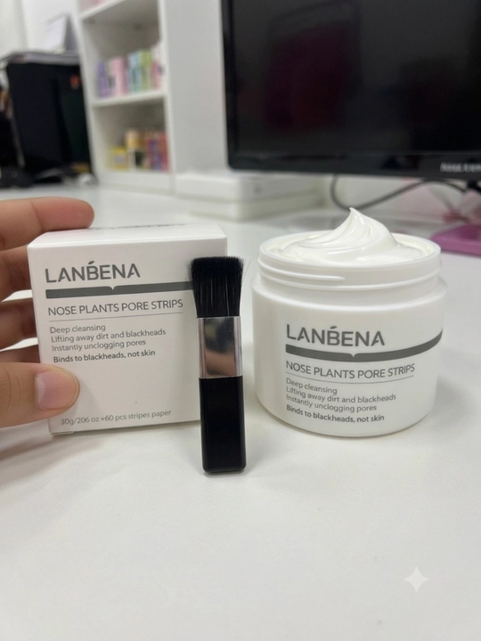 Маска от черных точек и прыщей Lanbena, +60 стикеров, крем для лица, носа, очищает акне, 30 г