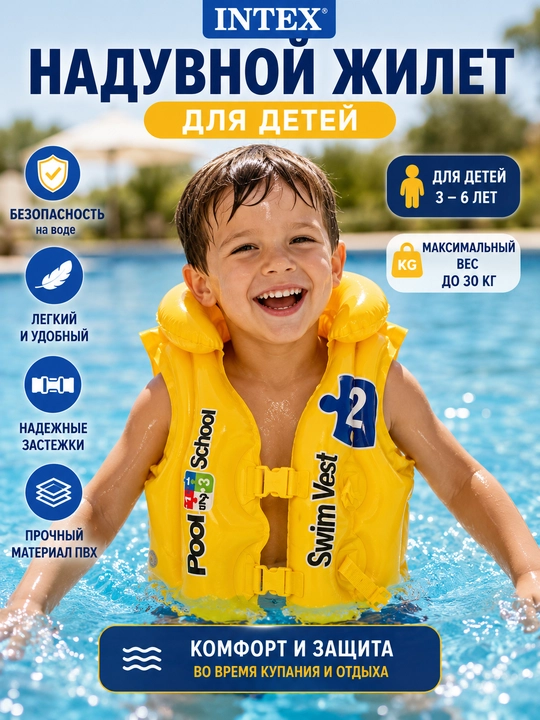 Жилет для плавания детский, Intex - 