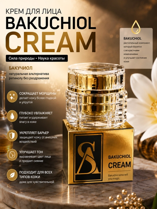 Bakuchiol yuz kremi, Bakuchiol Cream, yuz uchun qarishga qarshi krem, bakuchiolli krem - 