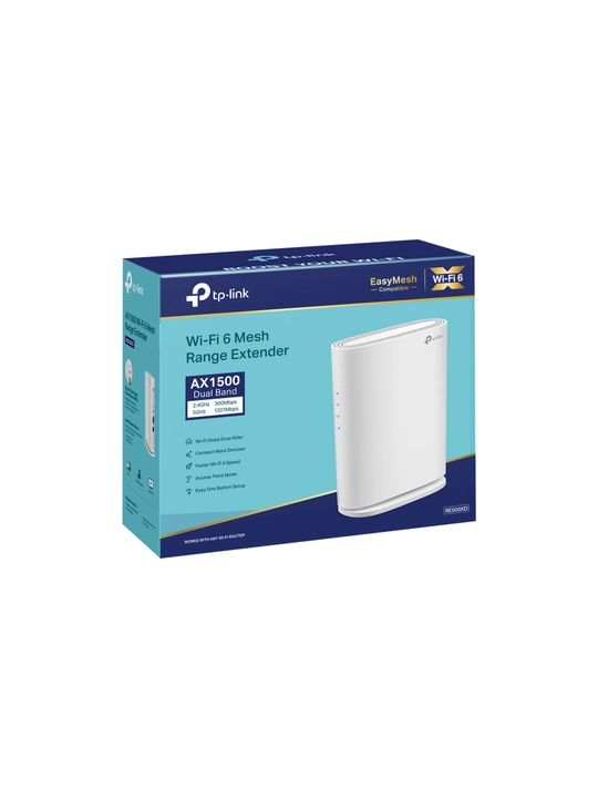 RE500XD signal kuchaytirgichi, Wi-Fi 6 TP-Link AX1500, Ikki diapazonli, Mesh repiter