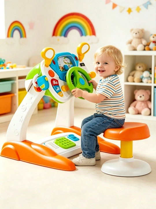 Детский симулятор руля с педалями, интерактивная игра, 1–5 лет, с экраном
