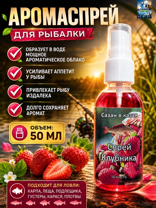 Спрей рыболовный для насадок с разными вкусами