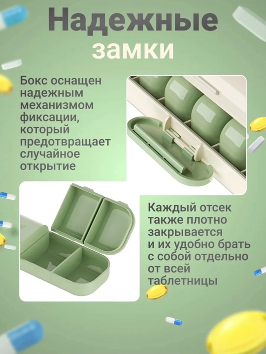 Tabletka qutisi, tabletkalar uchun organayzer, dorilar uchun idish, vitaminlar uchun quti