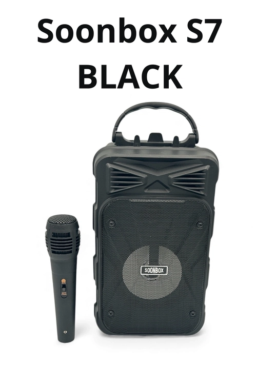 SOONBOX S7 portativ karaoke karnayi — kuchli ovoz, mikrofon va zamonaviy dizayn