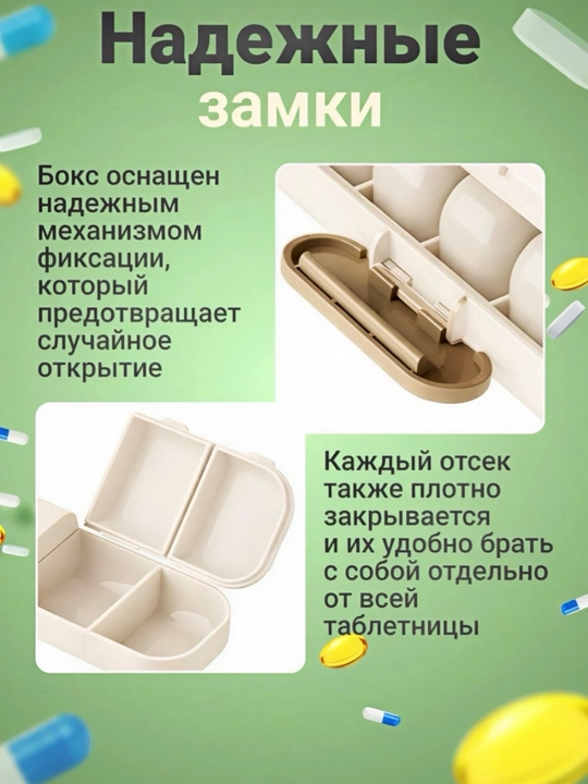 Tabletka qutisi, tabletkalar uchun organayzer, dorilar uchun idish, vitaminlar uchun quti