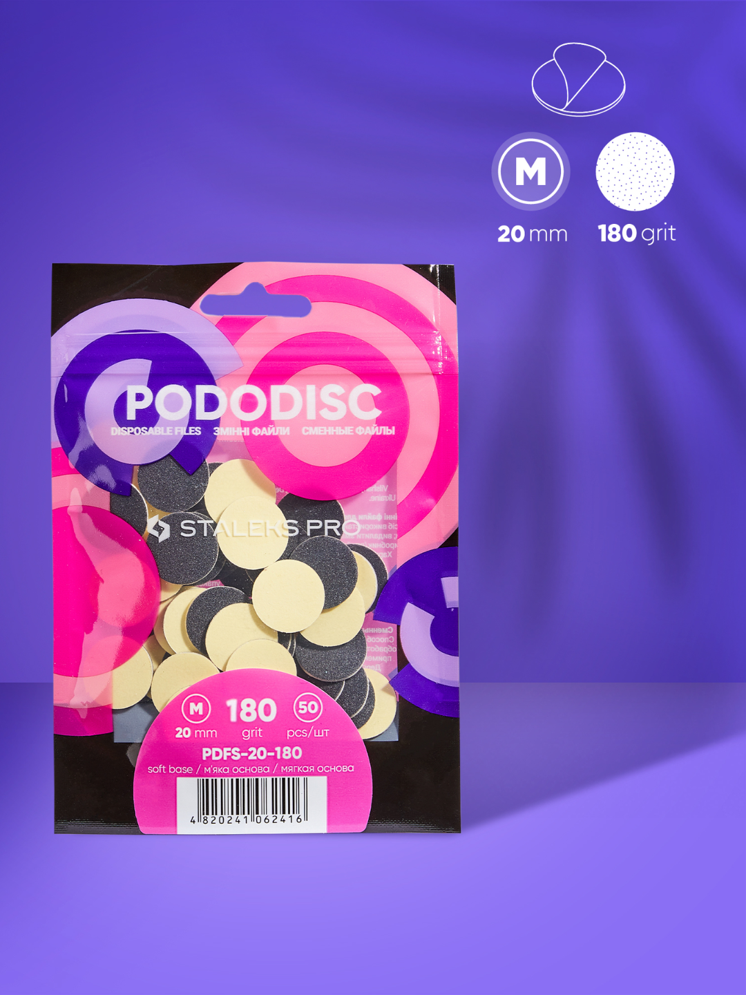 STALEKS Pododisc Staleks Pro M yumshoq asosli almashtiriladigan fayllar, 180 gr (50 dona)