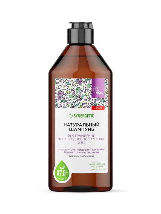 SYNERGETIC Soch uchun qo‘shimcha yumshoq shampun 400 ml